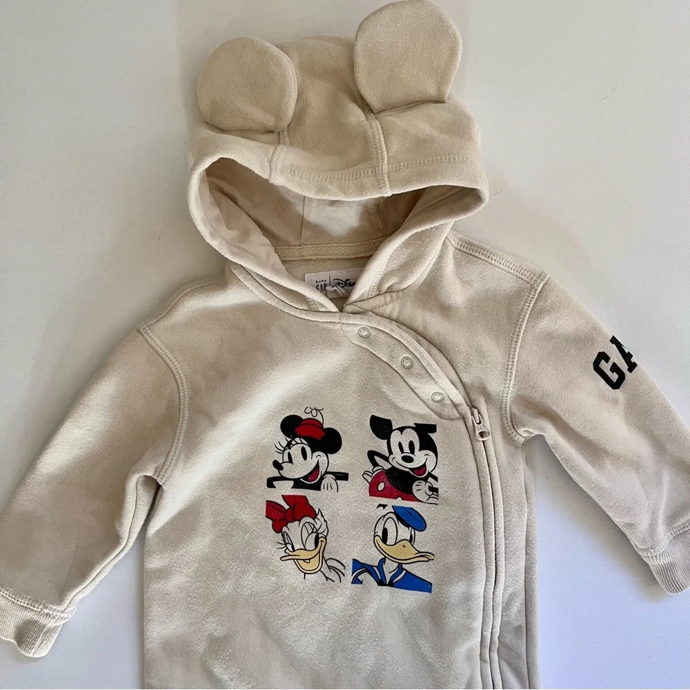 Baby GAP x Disney Hooded One-Piece Romper Mickey Minnie 6–12 Months